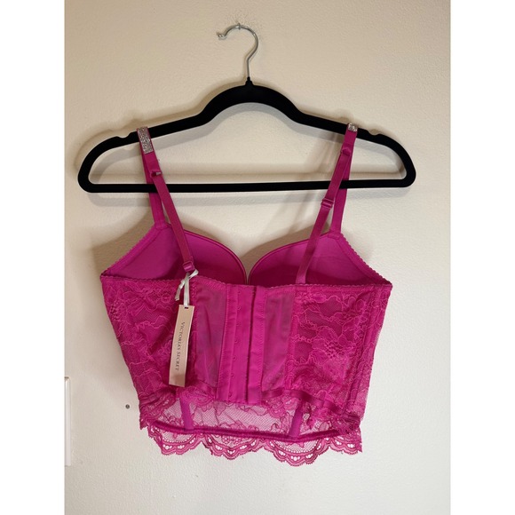 Victoria's Secret Bombshell Very Sexy Push-Up Corset Top Pink Bling Size 34D NWT - Picture 2 of 3